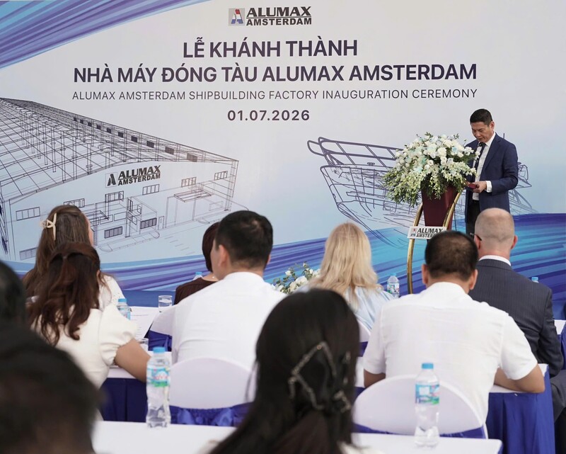 Ông Nguyễn Kim Sơn - Chủ tịch HĐQT Công ty Đóng tàu Alumax Amsterdam phát biểu tại sự kiện.