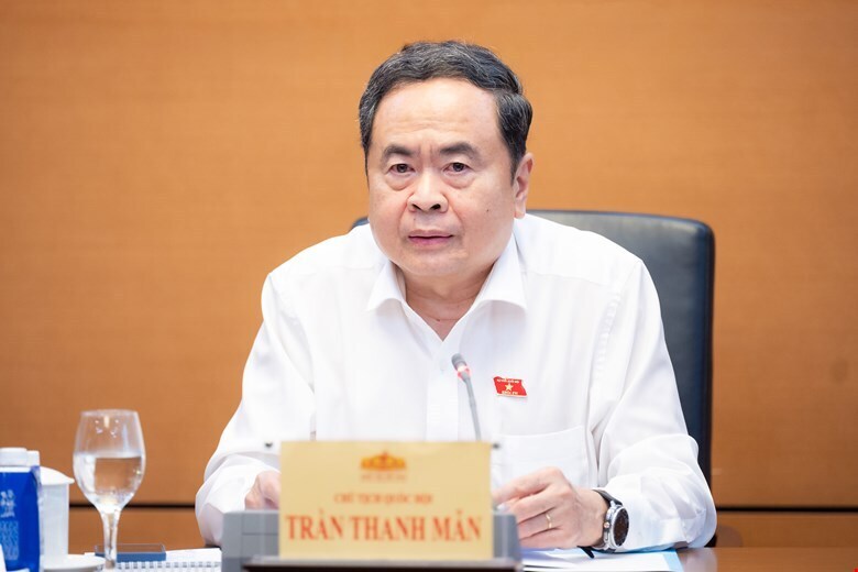 Chủ tịch Quốc hội Trần Thanh Mẫn phát biểu chỉ đạo tại cuộc họp.
