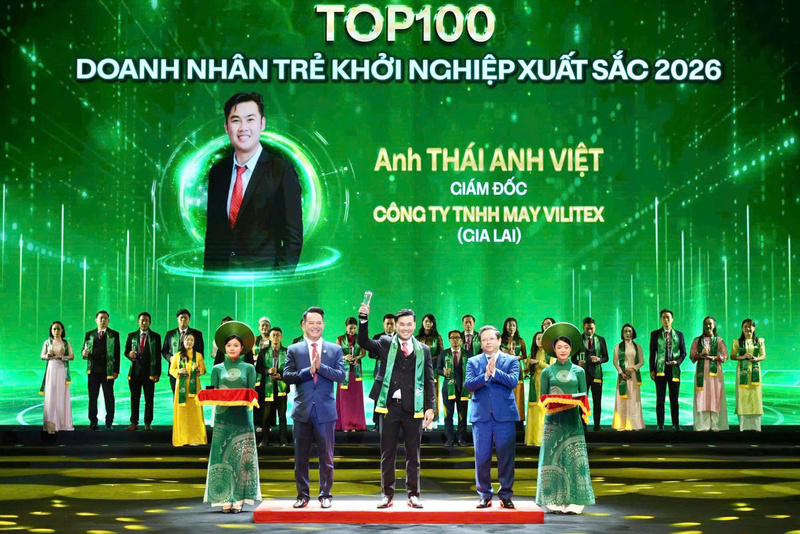 Anh Thái Anh Việt, Giám đốc Công ty TNHH May Vilitex lọt Top 100 Doanh nhân trẻ khởi nghiệp xuất sắc toàn quốc năm 2026. Ảnh: NVCC
