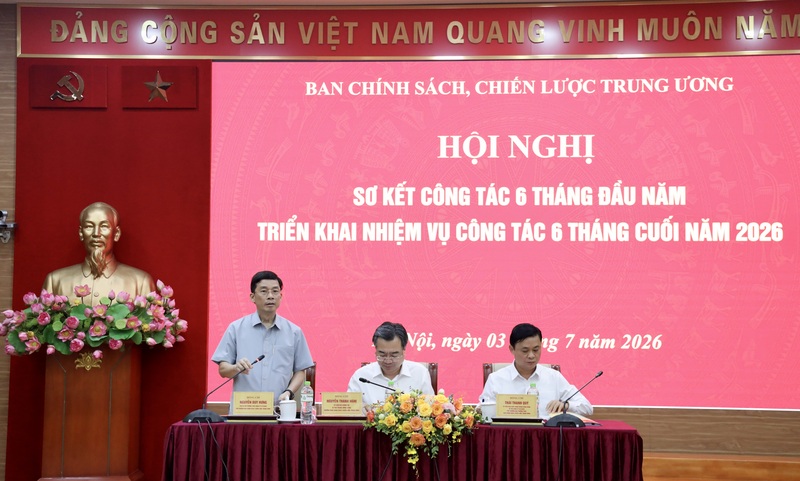 Ban Chính sách, chiến lược Trung ương tổ chức Hội nghị sơ kết 6 tháng đầu năm. Ảnh: Ban CSCLTW