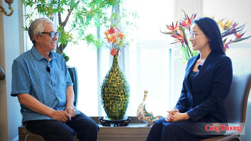 Ông Phạm Quang Vinh - Nguyên Thứ trưởng Bộ Ngoại giao trả lời phỏng vấn phóng viên Báo Công Thương - Ảnh: Thái Mạnh