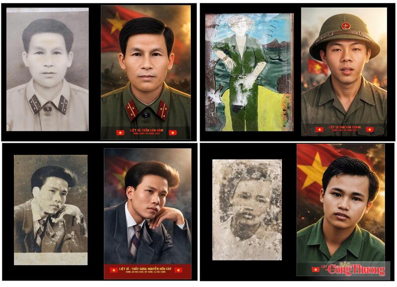 Trong suốt 5 năm qua, anh Thắng đã phục dựng hàng nghìn bức ảnh các anh hình liệt sĩ. Ảnh: Quốc Anh