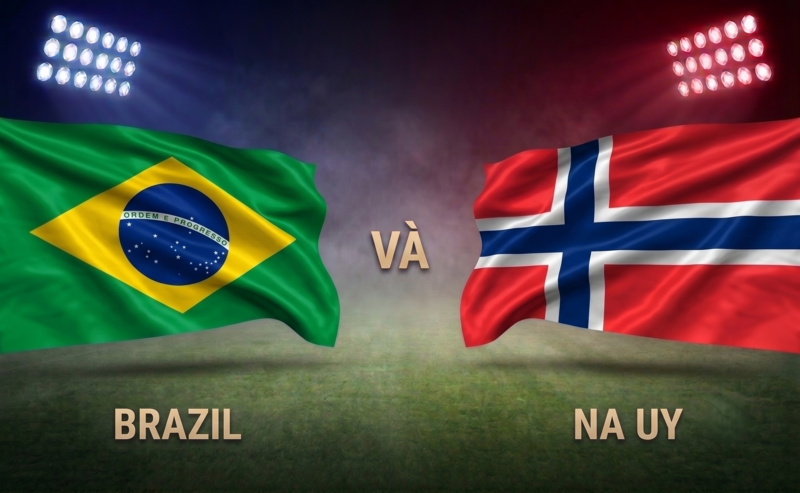 Trận Brazil và Na Uy diễn ra vào lúc 03h00 ngày 6/7 (Hình ảnh được tạo bởi AI).