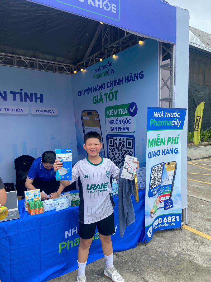 Trạm sức khỏe của Pharmacity tại giải Vietnam Pickleball Open Cup - Future Stars 2026. Ảnh: Pharmacity