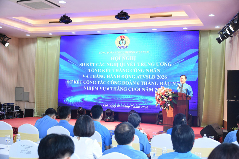 Công đoàn Công Thương Việt Nam đã tổ chức Hội nghị tổng kết thực hiện các nghị quyết, kết luận của Trung ương và sơ kết 6 tháng đầu năm 2026 và tổng kết Tháng Công nhân, Tháng hành động về vệ sinh an toàn lao động. Ảnh: Trần Việt