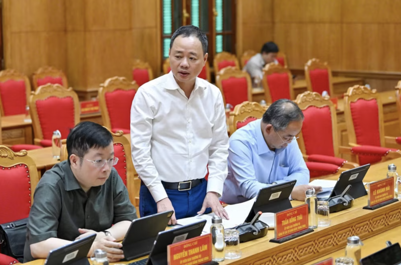 Chủ tịch Viện Hàn lâm Khoa học và Công nghệ Việt Nam Trần Hồng Thái phát biểu ý kiến tại hội nghị - Ảnh: Thủy Nguyễn