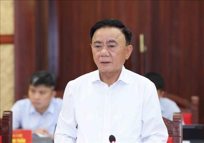 Đồng chí Trần Cẩm Tú, Uỷ viên Bộ Chính trị, Thường trực Ban Bí thư, Trưởng Ban Chỉ đạo Chuyển đổi số trong các cơ quan Đảng phát biểu chỉ đạo phiên họp. Ảnh: Phương Hoa/TTXVN