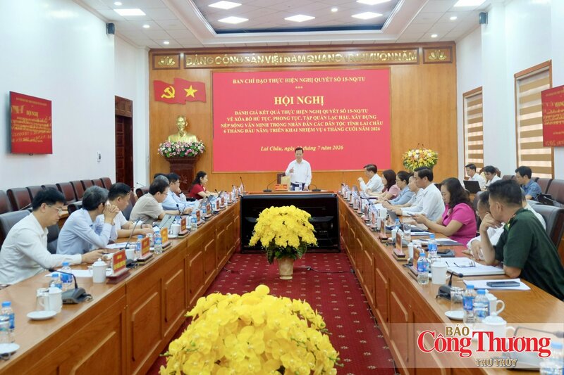 Hội nghị đánh giá kết quả thực hiện Nghị quyết số 15-NQ/TU về xóa bỏ hủ tục, phong tục, tập quán lạc hậu, xây dựng nếp sống văn minh trong nhân dân các dân tộc tỉnh Lai Châu 6 tháng đầu năm 2026.