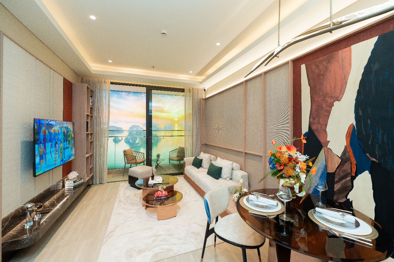 Căn mẫu 2 phòng ngủ kiến tạo một không gian nghỉ dưỡng cân bằng giữa sự gắn kết của gia đình và khoảng riêng cho mỗi thành viên.