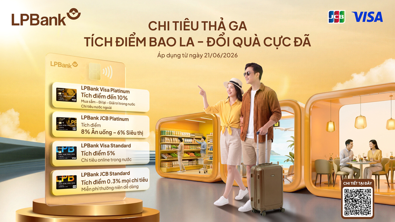 LPBank nâng cấp đồng thời bốn dòng thẻ tín dụng quốc tế gồm LPBank Visa Platinum, LPBank Visa Standard, LPBank JCB Platinum và LPBank JCB Standard. Ảnh: DNCC