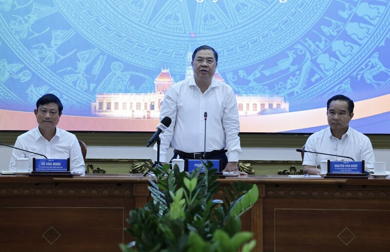 Phó Thủ tướng Thường trực Chính phủ Phạm Gia Túc làm việc với TP.Hồ Chí Minh - Ảnh: VGP/Phương Nguyên