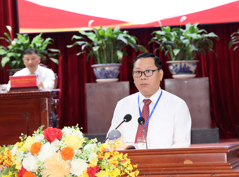 Ông Lê Nguyễn Sinh Nhựt, Phó Chủ tịch Ủy ban MTTQ Việt Nam thành phố được bầu giữ chức Chủ tịch Hội Chữ thập đỏ TP. Cần Thơ nhiệm kỳ 2026 - 2030 phát biểu. Ảnh: Phạm Trung.