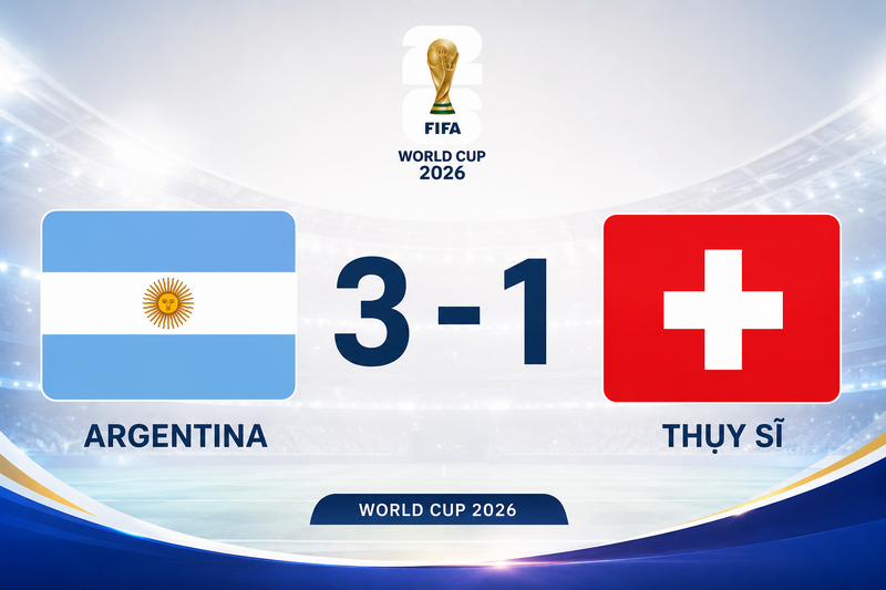 Vượt qua Thụy Sĩ sau những phút thi đấu nghẹt thở, Argentina tiếp tục hành trình bảo vệ ngôi vương và giành quyền vào bán kết World Cup 2026. Ảnh do AI khởi tạo