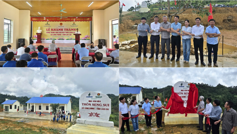 Quang cảnh Lễ khánh thành Nhà văn hóa thôn Seng Sui, xã Lùng Phình, tỉnh Lào Cai. Ảnh: PVCFC