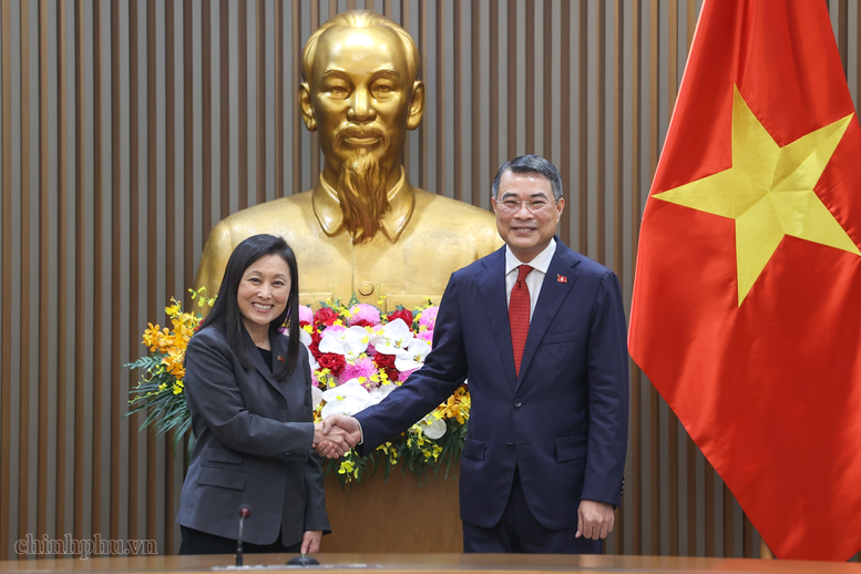 Thủ tướng Chính phủ Lê Minh Hưng tiếp Đại sứ Đặc mệnh toàn quyền Hợp chủng quốc Hoa Kỳ tại Việt Nam Jennifer Wicks - Ảnh: VGP/Nhật Bắc