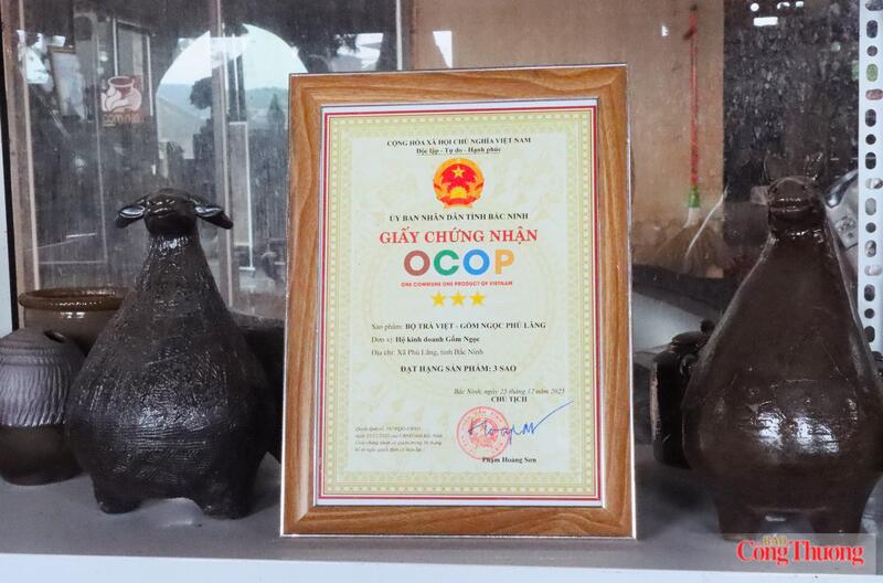 Nhiều sản phẩm của Gốm Ngọc Phù Lãng được cấp chứng nhận OCOP. Ảnh: Tùng Hương