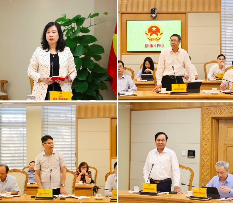 Lãnh đạo các bộ, ngành thảo luận, cho ý kiến tại phiên họp - Ảnh: VGP/Thu Giang