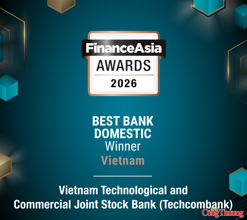 "Best Domestic Bank" (Ngân hàng tốt nhất) được FinanceAsia lựa chọn và vinh danh cho  một đại diện xuất sắc nhất tại mỗi quốc gia. Ảnh: Techcombank cung cấp