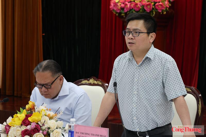 Thứ trưởng Bộ Công Thương Trương Thanh Hoài phát biểu tại buổi làm việc. Ảnh: Thừa Ngọc