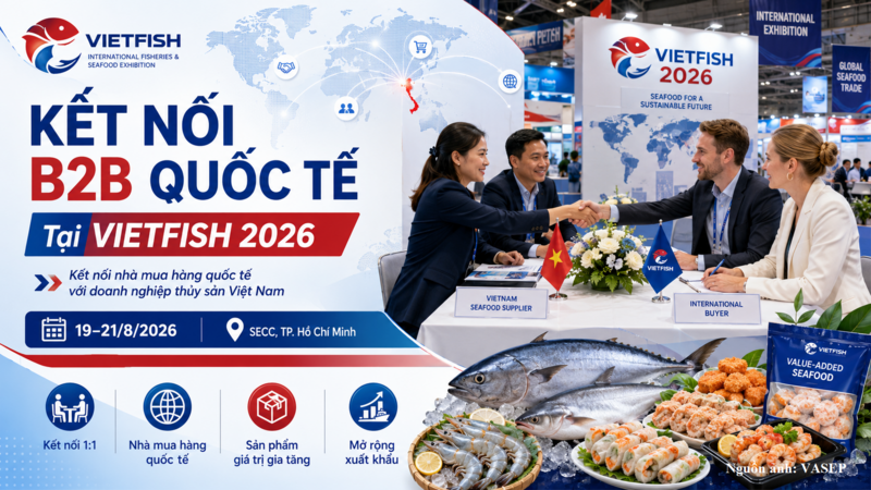 Đây không chỉ là hoạt động xúc tiến thương mại trong khuôn khổ Vietfish 2026, mà còn là cầu nối chiến lược giúp doanh nghiệp Việt Nam tiếp cận sâu hơn với mạng lưới nhà mua hàng quốc tế. Nguồn ảnh: VASEP.