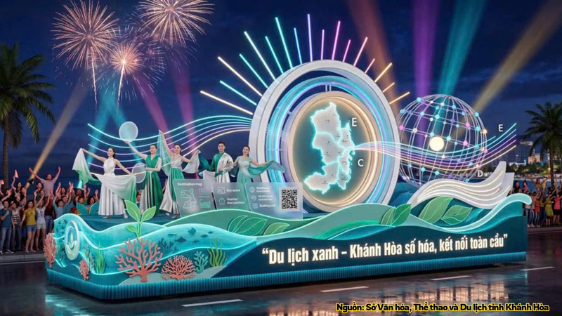 Mô hình xe hoa phục vụ diễu hành tại Festival Biển năm 2026.