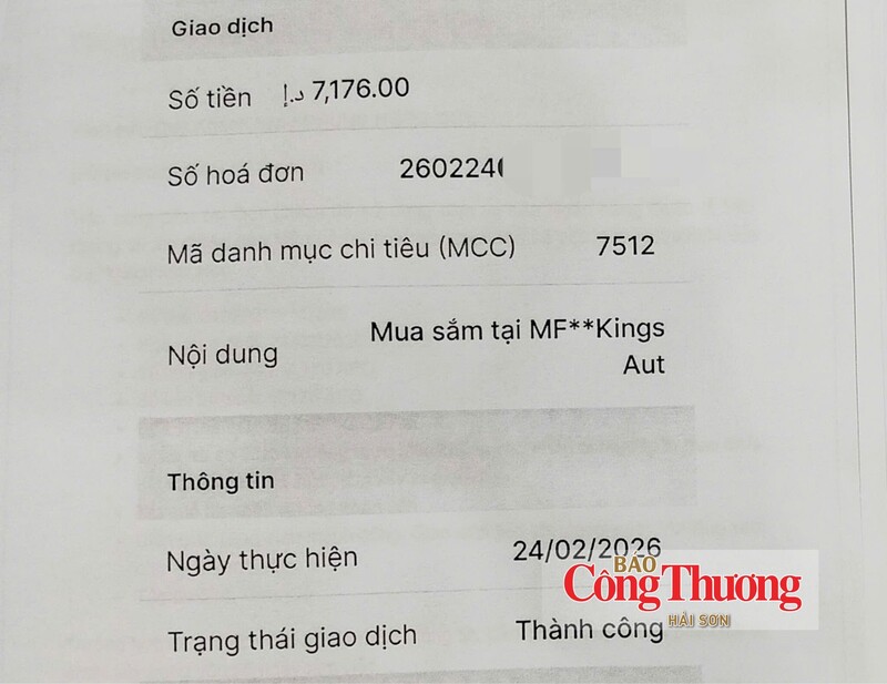Thông báo phát sinh giao dịch mà ông Phùng Ngọc Quý cho rằng mình không thực hiện và chưa được hoàn tiền