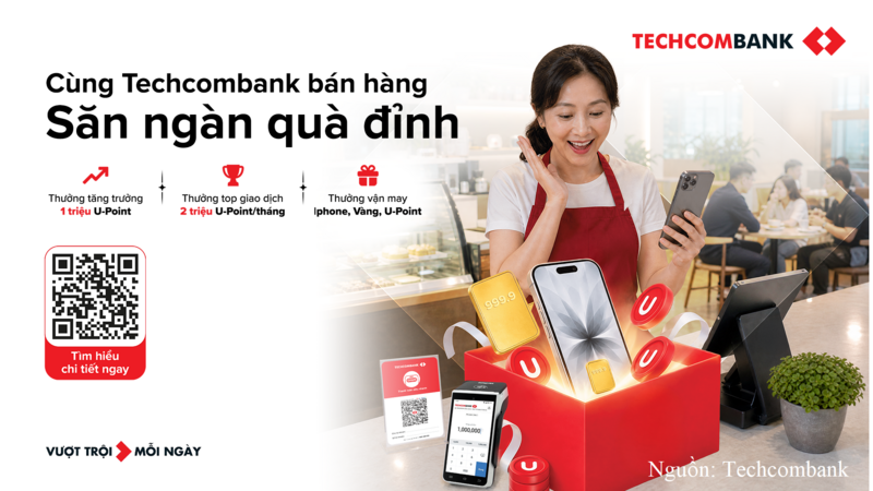 Dễ dàng nhận ra QR cửa hàng Techcombank khi thanh toán có icon “Tích điểm”
