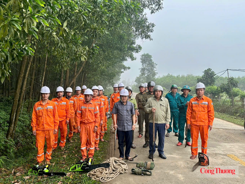 Ngành điện Hà Tĩnh chủ động bảo vệ hành lang lưới điện trước mùa mưa bão. Ảnh: Cao Thảo