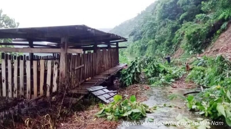 Trên địa bàn tỉnh Lai Châu có mưa lớn gây sạt lở nghiêm trọng. Ảnh: Việt Dũng