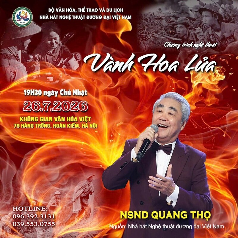Đêm nhạc đặc biệt "Vành hoa lửa" sẽ được tổ chức tại Hà Nội, ngày 26/7.