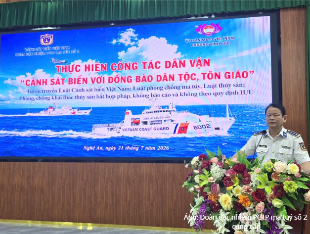 Thượng tá Phan Thanh Hải, Chính trị viên Đoàn đặc nhiệm PCTP ma tuý số 2 thông tin đến đại biểu về Luật Cảnh sát biển Việt Nam, Luật Phòng, chống ma túy, Luật Thủy sản