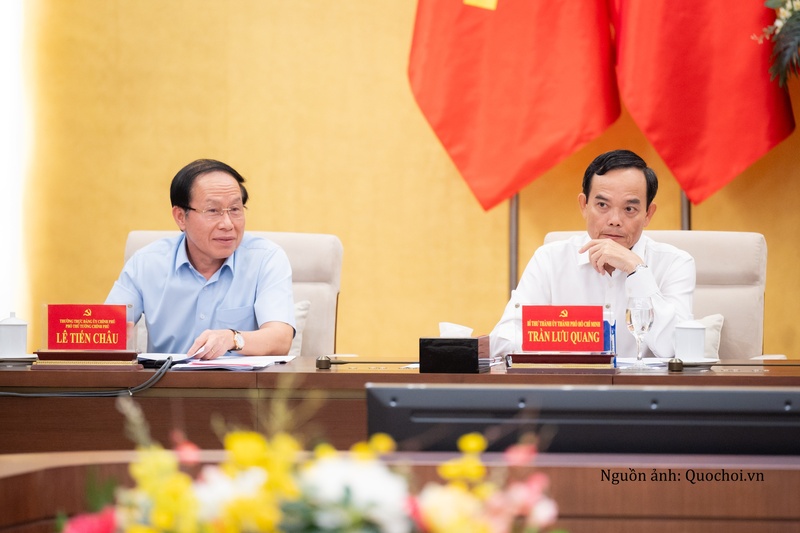 Phó Thủ tướng Chính phủ Lê Tiến Châu và Bí thư Thành ủy Thành phố Hồ Chí Minh Trần Lưu Quang. Ảnh: Vũ Hiếu