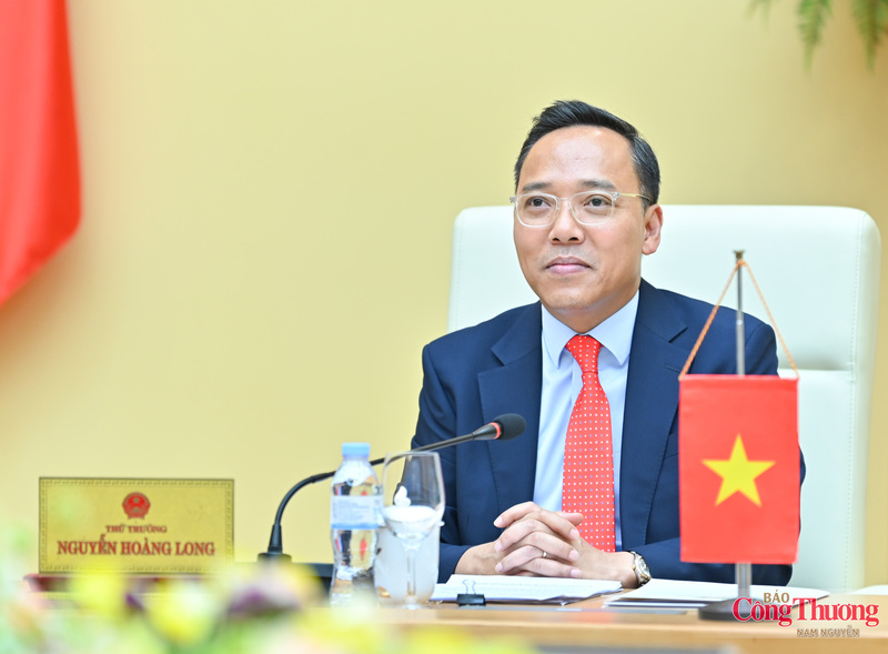 Thứ trưởng Nguyễn Hoàng Long tại buổi làm việc trực tuyến với Bộ Năng lượng Liên bang Nga.