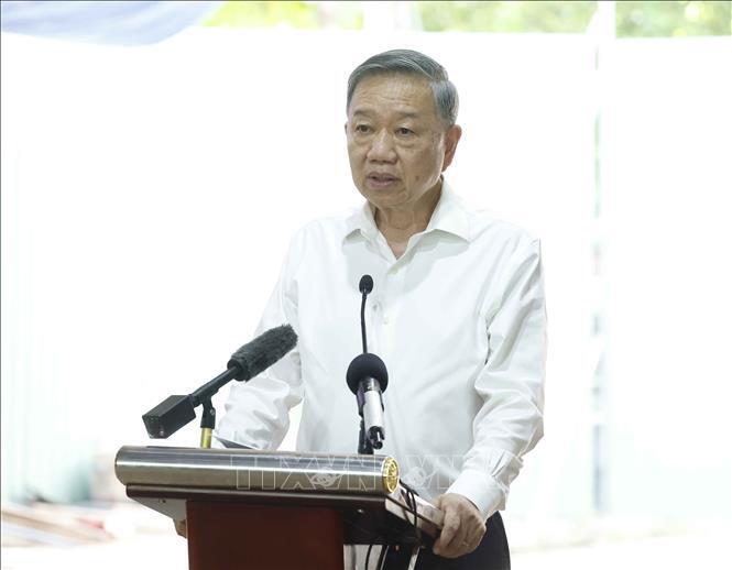 Tổng Bí thư, Chủ tịch nước Tô Lâm phát biểu chiều 17/7, tại Công viên Lê Thị Riêng. Ảnh: Thống Nhất/TTXVN.