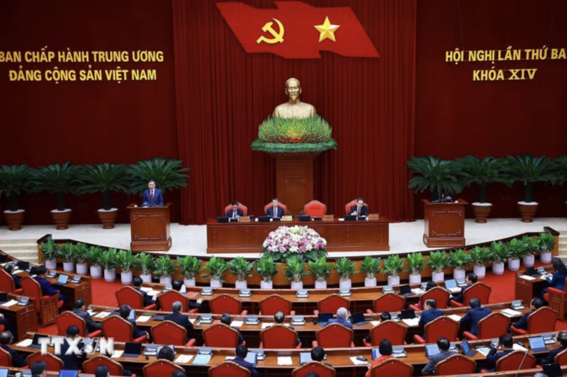Phiên khai mạc Hội nghị lần thứ ba Ban Chấp hành Trung ương Đảng khóa XIV. (Ảnh: Thống Nhất/TTXVN)