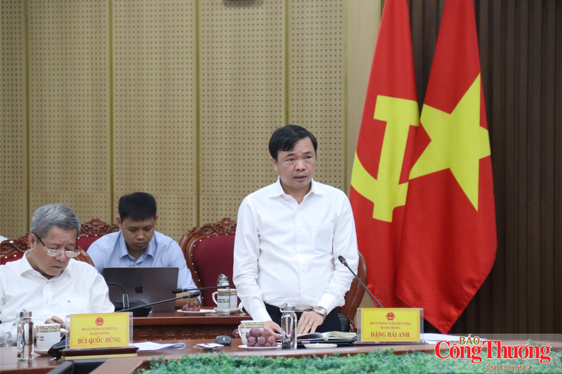 Ông Đặng Hải Anh, Phó Vụ trưởng Vụ Dầu khí và Than đóng góp ý kiến tại buổi làm việc.