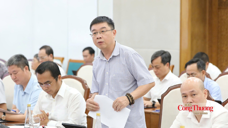 Ông Phạm Lê Phú, Phó Tổng giám đốc Tập đoàn Điện lực Việt Nam báo cáo tại buổi làm việc.