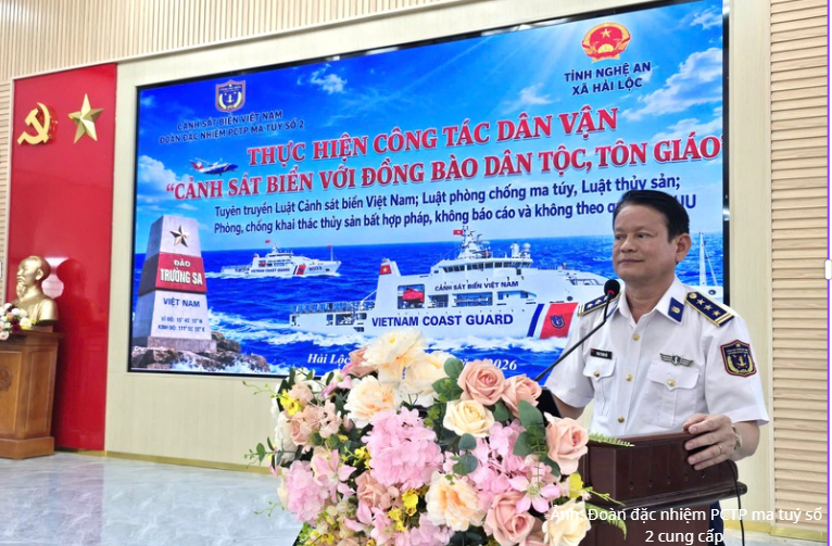 Thượng tá Phan Thanh Hải, Chính trị viên Đoàn Đặc nhiệm PCTP ma tuý số 2 thông tin đến người dân về Luật Cảnh sát biển Luật Phòng, chống ma túy, Luật Thủy sản