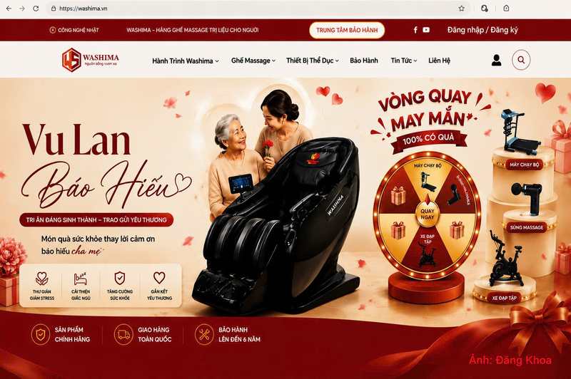 Website washima.vn. Ảnh chụp màn hình