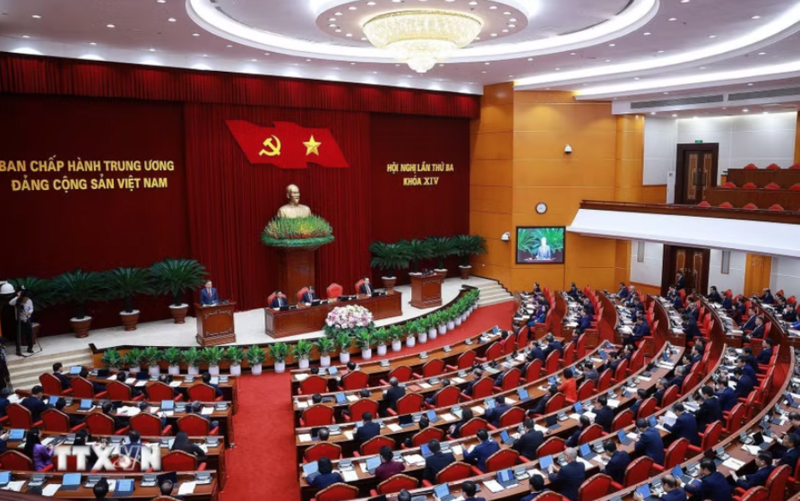 Hội nghị lần thứ 3 Ban Chấp hành Trung ương Đảng khóa XIV - Ảnh: Dương Giang/TTXVN