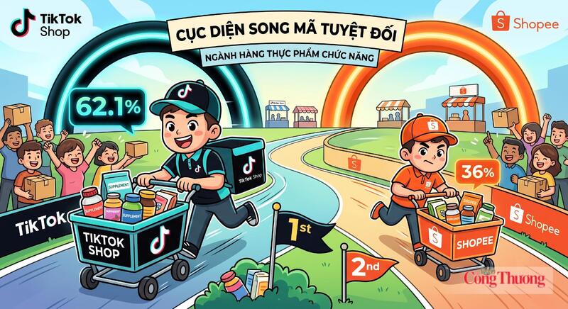 Tiktok Shop và Shopee nắm giữ 98,1% thị trường thực phẩm chức năng online. Ảnh: Hồng Loan.
