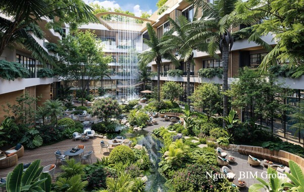Cách đưa thiên nhiên len sâu vào không gian trải nghiệm tại Prima Bay gợi nhắc tinh thần biophilic design đã ghi dấu tại nhiều công trình biểu tượng trên thế giới.