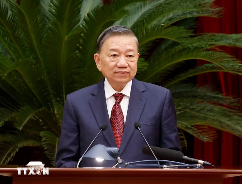 Tổng Bí thư, Chủ tịch nước Tô Lâm phát biểu bế mạc Hội nghị Ban Chấp hành Trung ương Đảng lần thứ 3, khóa XIV. Ảnh: Thống Nhất/TTXVN