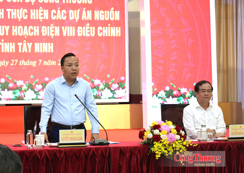Thứ trưởng Nguyễn Hoàng Long phát biểu tại buổi làm việc.