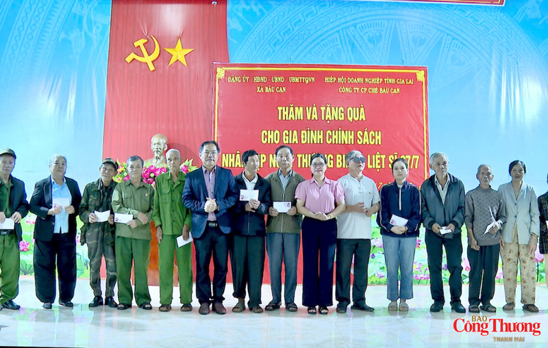 Hiệp hội Doanh nghiệp tỉnh Gia Lai phối hợp với Công ty CP Chè Bàu Cạn và chính quyền địa phương tổ chức chương trình thăm và tặng quà cho gia đình chính sách nhân kỷ niệm 79 năm Ngày Thương binh - Liệt sĩ (27/7/1947-27/7/2026).