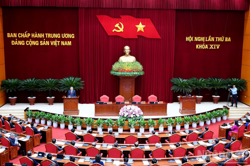 Hội nghị lần thứ ba Ban Chấp hành Trung ương Đảng khóa XIV. Ảnh: Đăng Khoa