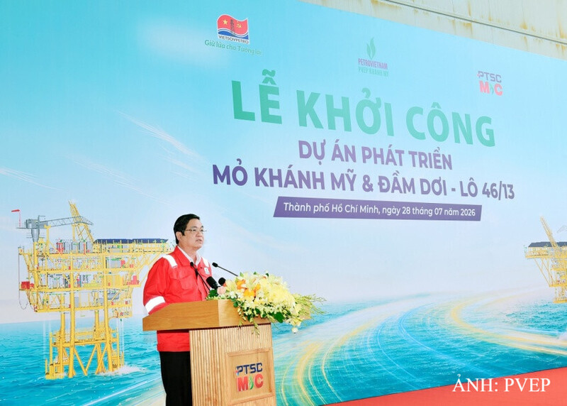 Phó Chủ tịch UBND tỉnh Cà Mau, Huỳnh Chí Nguyện khẳng định ý nghĩa chiến lược của dự án đối với sự phát triển kinh tế - xã hội địa phương và vùng Đồng bằng sông Cửu Long. Ảnh: PVEP