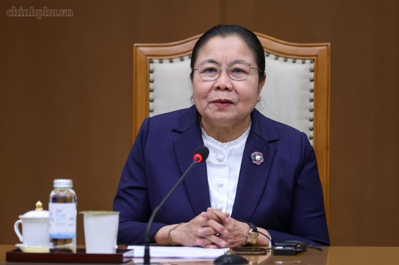 Trưởng Ban Tổ chức Trung ương Đảng Nhân dân Cách mạng Lào phát biểu tại buổi tiếp.Ảnh: VGP/Nhật Bắc