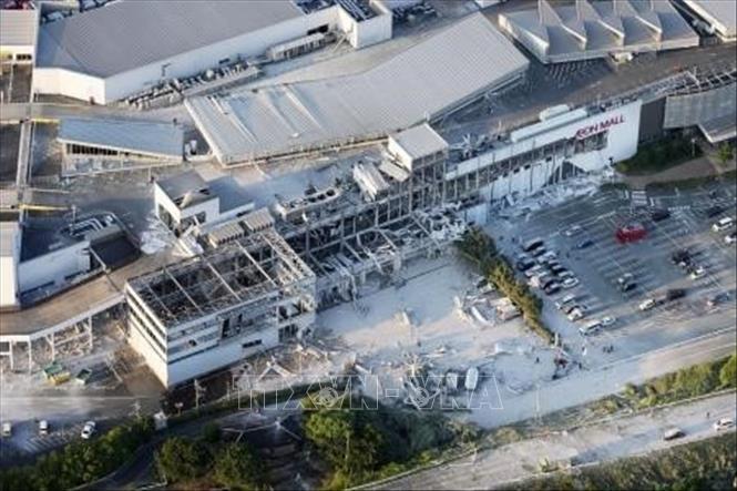Thiệt hại sau động đất tại trung tâm mua sắm Aeon Mall ở tỉnh Kumamoto, Nhật Bản ngày 28/7/2026. Ảnh: Kyodo/TTXVN