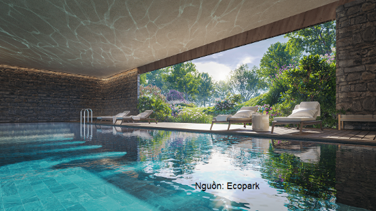 Bể bơi bốn mùa nằm trong Clubhouse phục vụ riêng cư dân The Palm Island, Đảo Châu Âu.